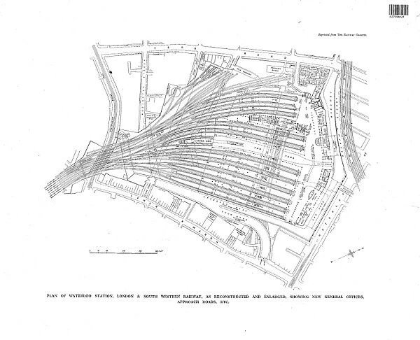 London & South Western Railway - Plan of Waterloo Station as Reconstructed and Enlarged showing new general offices and approach roads etc [c. 1930s]