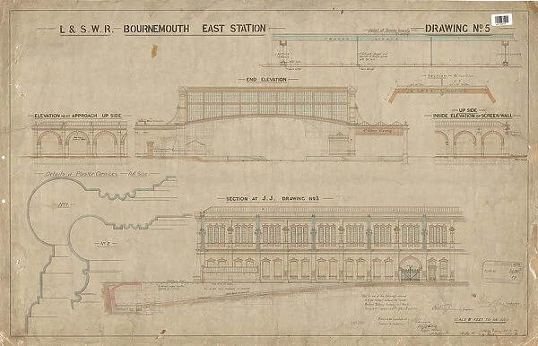 LSWR Bournemouth East Elevation of South Building [1884]