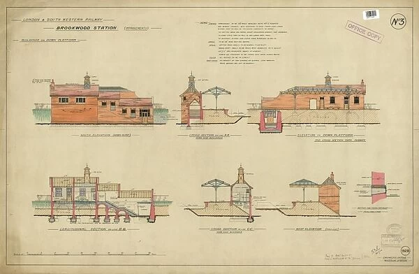 L&SWR Brookwood Station. Improvements. Platform buildings [1902]