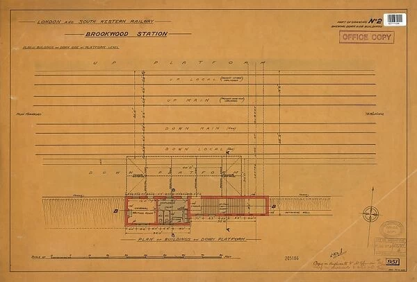 L&SWR Brookwood Station. Plan of Down Side Platform Level [1902]