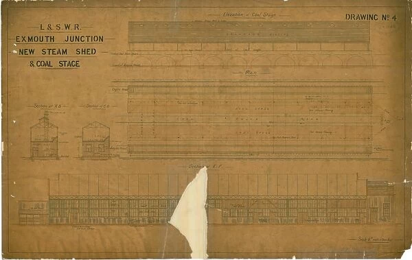 L&SWR Exmouth Junction New Steam Shed & Coal Stage Drawing No. 04