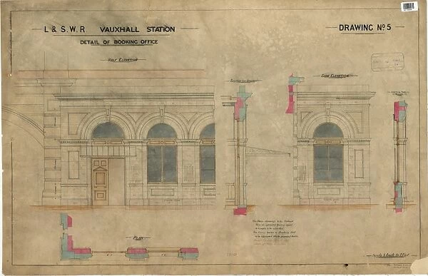 L&SWR Vauxhall Station - Detail of Booking Office [1889]