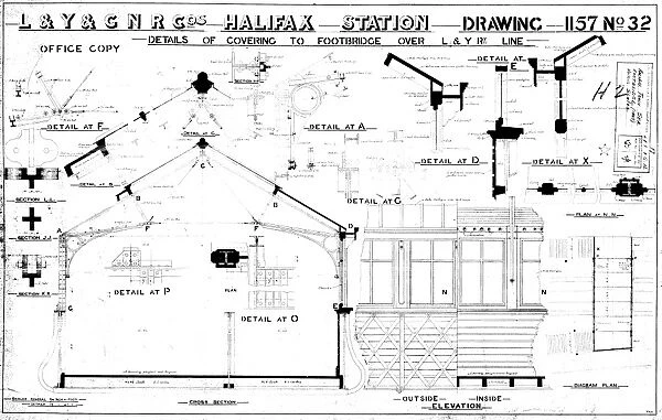 L&Y & GNR Company Halifax Station - Details of Covering over Footbridge [1885]