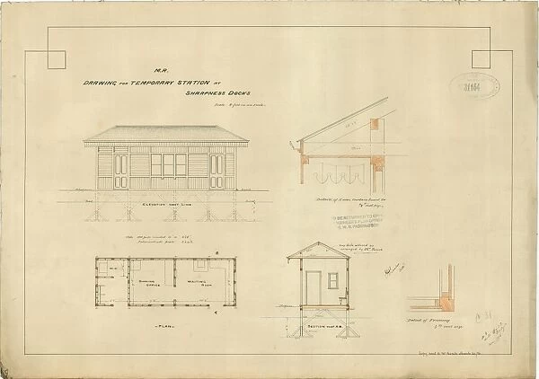 M. R. Drawings for Temporary Sttaion at Sharpness Docks [1876]