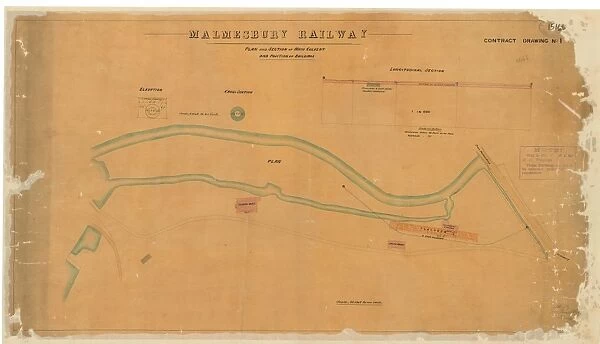 Malmesbury Railway - Plan and Section of Main Culver and Position of Buildings [c1878]