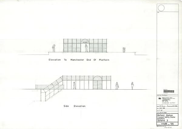Mirfield Station - Proposed Waiting Shelter Elevations - Scheme 3 [1988]