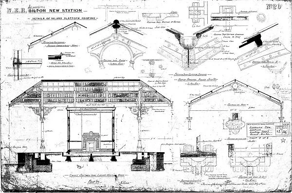 N. E. R Alnmouth [Bilton] New Station - Details of Island Platform Roofing [1886]