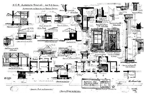N. E. R Alnmouth Station New S. M. Office Alterations to Booking and Parcel Office [1909]