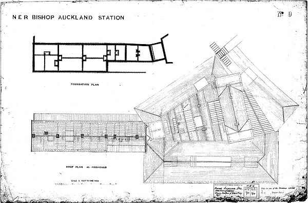 N. E. R Bishop Auckland Station Roof and Foundation Plan [1889]