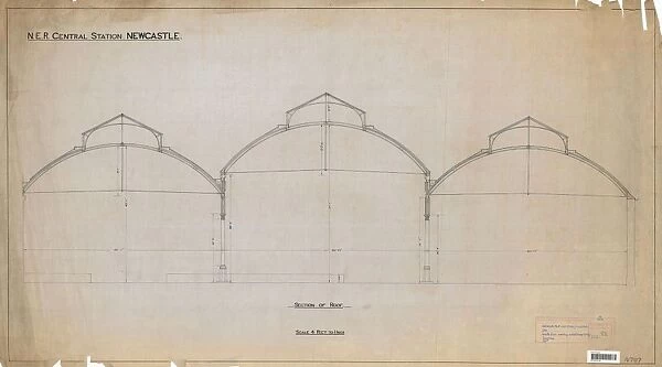 N. E. R Central station Newcastle - Section of Roof [1892]