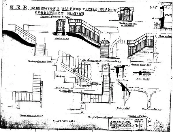 N. E. R Darlington & Barnard Castle Branch - Broomielaw Station - Proposed Enclosure to Steps