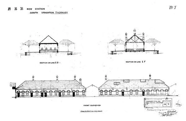 N. E. R New Station at South Stockton [Thornaby] - Elevations and Sections [1881]