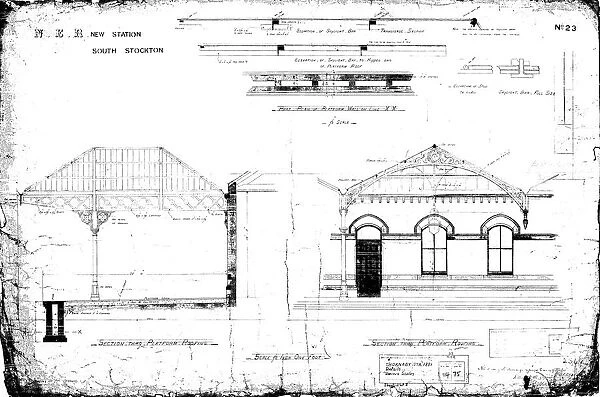 N. E. R New Station at South Stockton [Thornaby] Details of Roofing [1881]