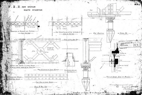 N. E. R New Station at South Stockton [Thornaby] Details for Girders [1881]