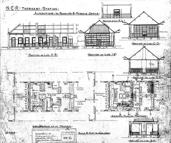 N. E. R Thornaby Station Alterations to Booking and Parcels Office [1913
