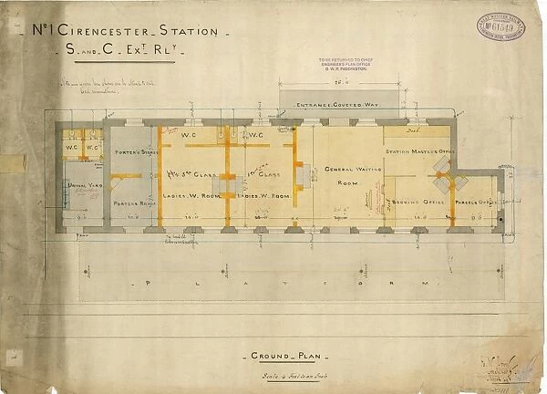 No. 1 Cirencester Station -s and C Extension Railway - Ground Plan [1883]