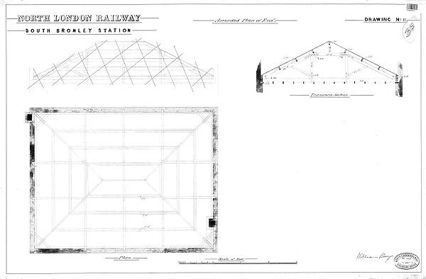 North London Railway - South Bromley Station Amended Plan of Roof [N. D]