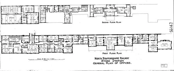 North Staffordshire Railway - Stoke Station General Plan of Offices [N. D]