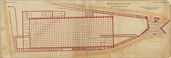 Pancras Station. Midland Railway. Enlarged Plan of Foundations of St Pancras Station