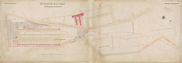 Pancras Station. Midland Railway. Plan - Approaches into St Pancras