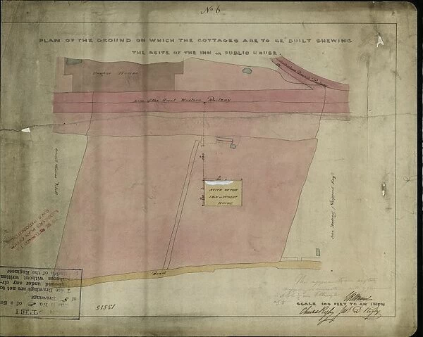 Plan of the Ground on which the Cottages are to be built shewing the scite of the Inn or Public House, Drawing No. 6 [n. d. ]