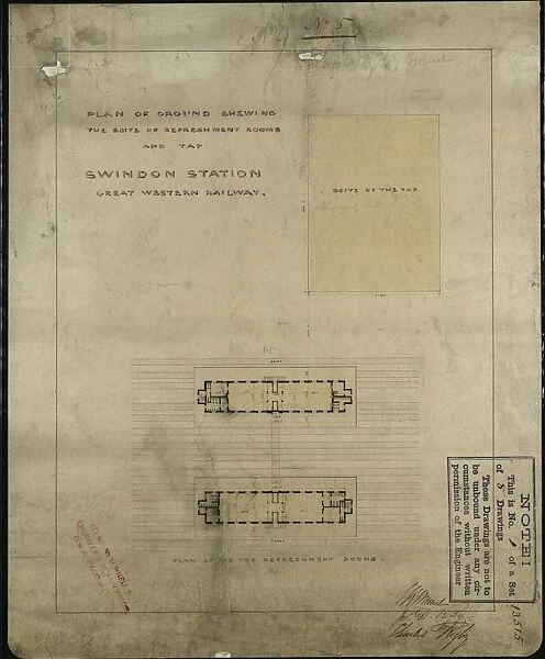 Plan of ground shewing the scite of Refreshment Rooms and Tap - Swindon Station, Drawing No. 5 [n. d. ]