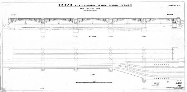 S. E & C. R City and Suburban Traffic Station (St Pauls) Bridge Over River Thames {N. D. }