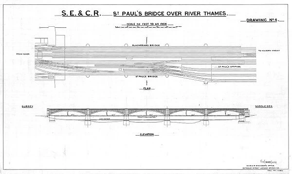 S. E & C. R. St Pauls Bridge Over River Thames [N. D]