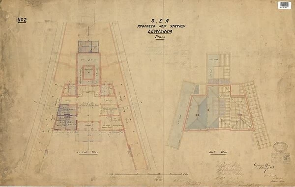 S. E. R. Proposed New Station at Lewisham - Ground and Roof Plans [1857]