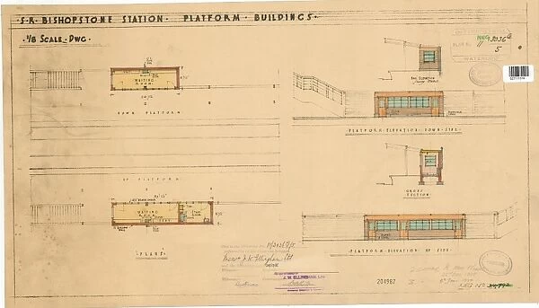 S. R. Bishopstone Station - Platform Buildings - 1  /  8 scale drawing [1938]