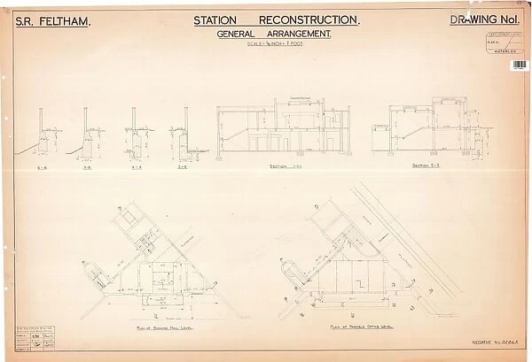 S. R. Feltham Station Reconstruction - General Arrangement - Plans and Sections [1937]