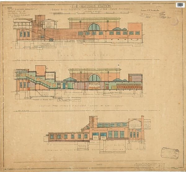 S. R. Hastings Station - Eighth scale Elevations and Sections of New Station Buildings [1930]