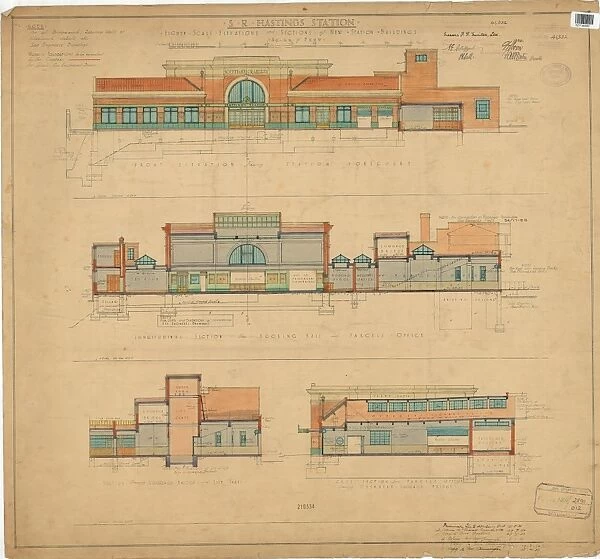 S. R. Hastings Station - Eighth scale Elevations and Sections of New Station Buildings [1930]