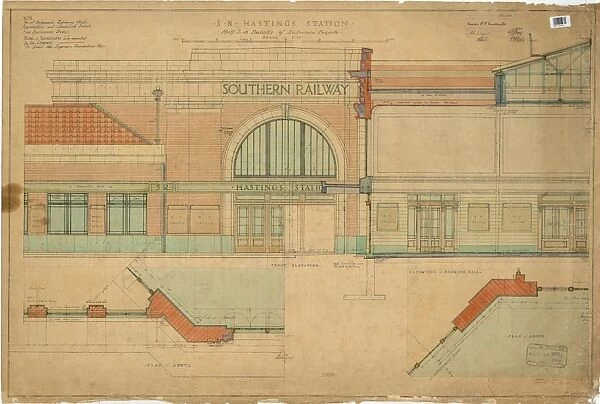 S. R. Hastings Station - Half inch Details of Entrance Facade [1930]