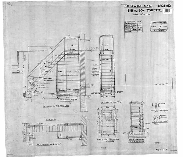 S. R. Reading Spur Signal Box Staircase, Drg. No. 10 [1940]