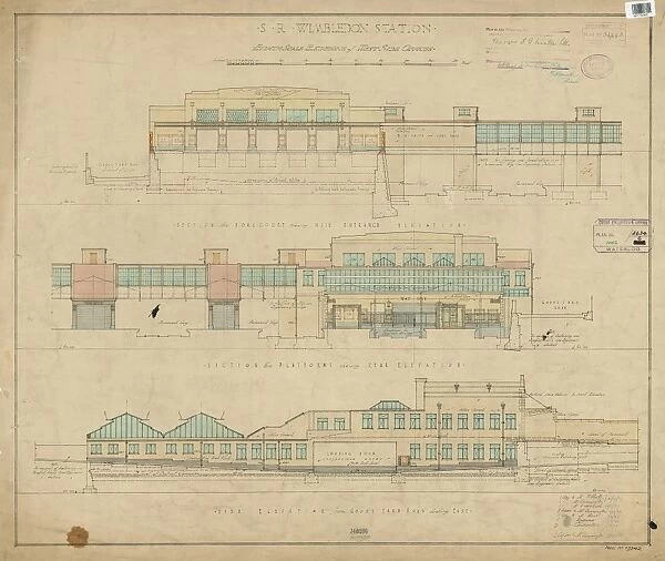 S. R. Wimbledon Station. Elevations of West Side Offices [1927]