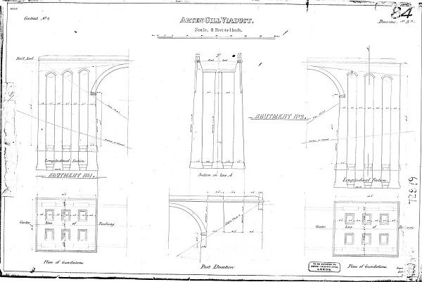 Settle and Carlisle Railway - Arten Gill Viaduct Details of Abutment No. 1 and No. 2 [