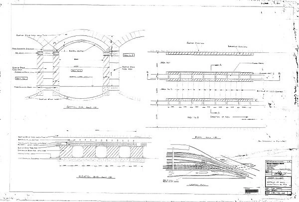 Sheaf Culvert Work Details - Plans, sections and elevation showing arches [1982]