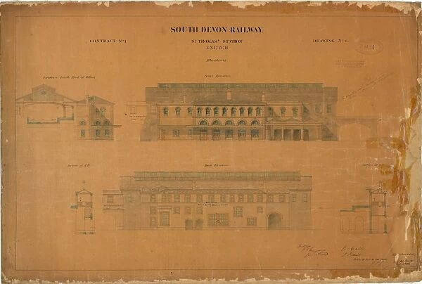 South Devon Railway St Thomas Station Exeter Elevations and Sections [1860]