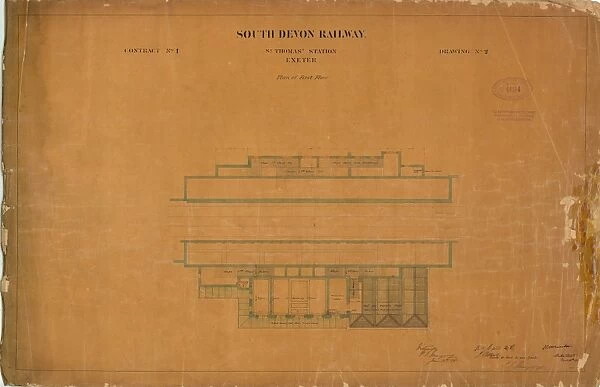 South Devon Railway St Thomas Station Exeter - Plan of First Floor [1860]