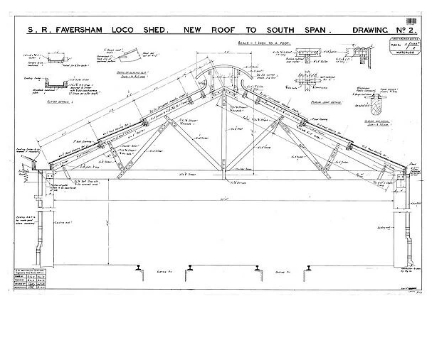Southern Railway Faversham Station - Loco Shed New Roof South Span Drawing No. 2