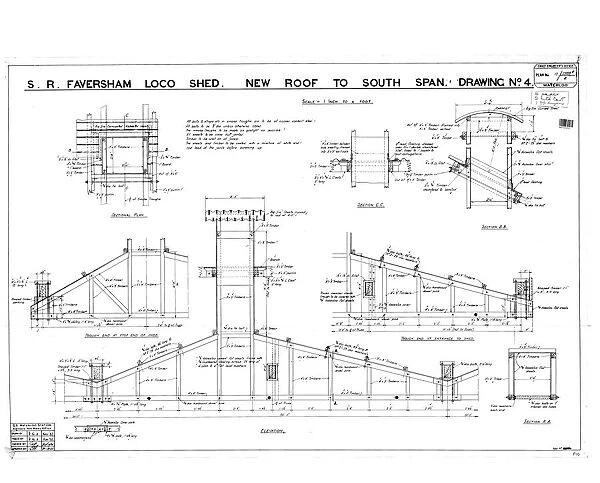 Southern Railway Faversham Station - Loco Shed New Roof South Span Drawing No. 4