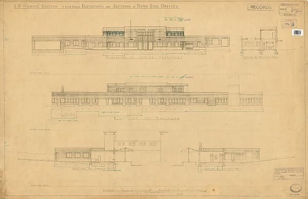 SR Woking. Elevations & Sections for Down Side Offices [1937]