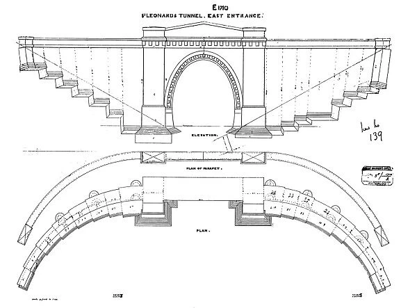 St Leonards Tunnel East Entrance Elevation and Plan [c1925]