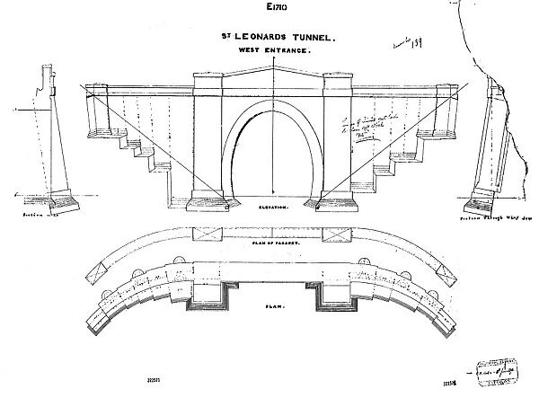 St Leonards Tunnel West Entrance Elevation and Plans [c1925]