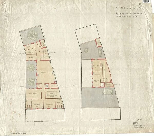 St Pauls Station - Second and Third Floor Plans Restaurant Annex [1923]