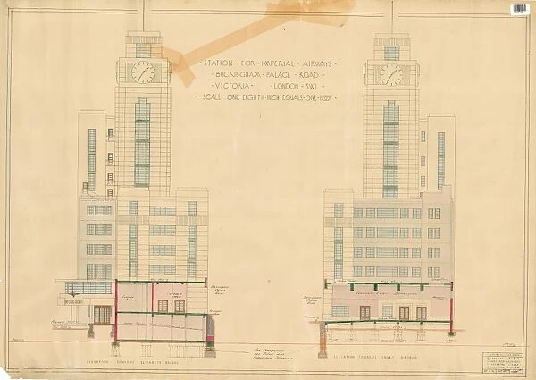 Station for Imperial Airways Buckingham Palace Road Victoria - Elevations [1936]