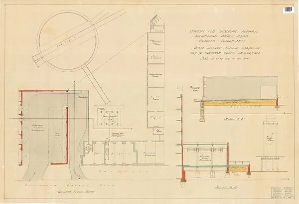 Station for Imperial Airways Victoria - Rider Drawing Showing Additional Exit to Croydon Coach Departure [1937]