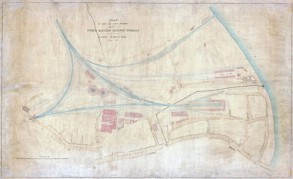 York. North Eastern Railway. Plan York and railway environment. February 1856