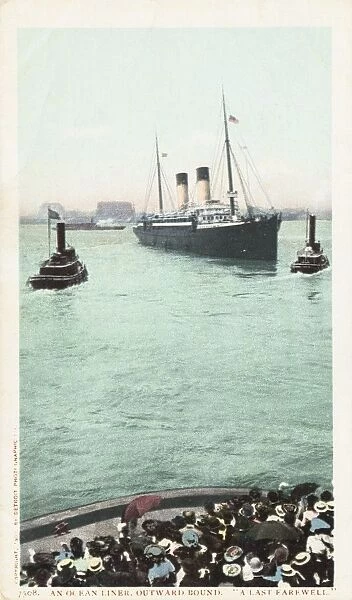 An Ocean Liner, Outward Bound Postcard. 1902, An Ocean Liner, Outward Bound Postcard